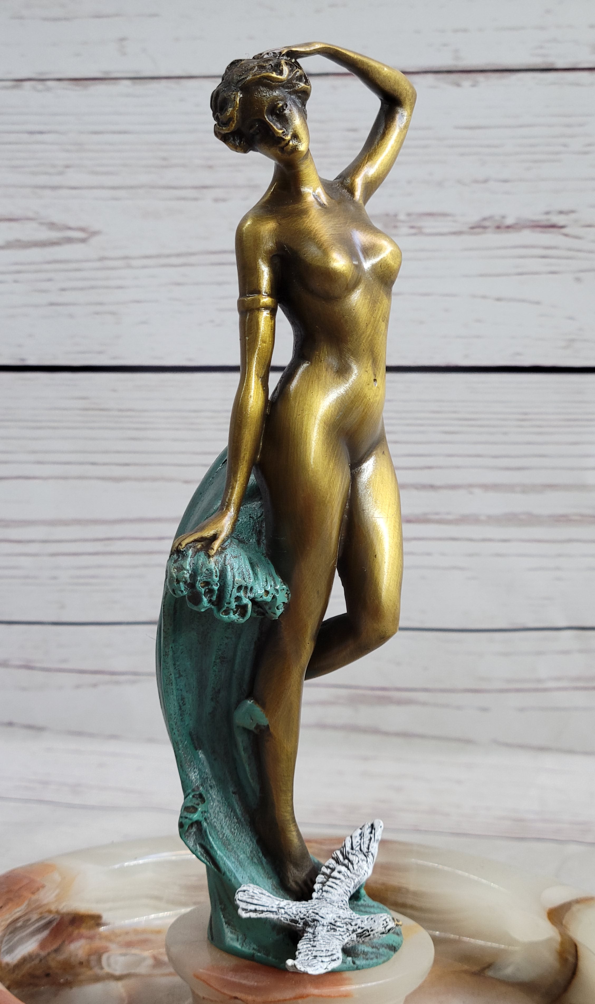 Signed Original Artwork by Milo Nude Woman Girl Genuine Bronze Ashtray Sculpture