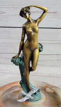 Signed Original Artwork by Milo Nude Woman Girl Genuine Bronze Ashtray Sculpture
