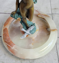 Signed Original Artwork by Milo Nude Woman Girl Genuine Bronze Ashtray Sculpture