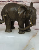 Bronze Metal Elephant Mother & Calf on Marble Ashtray