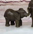 Bronze Metal Elephant Mother & Calf on Marble Ashtray
