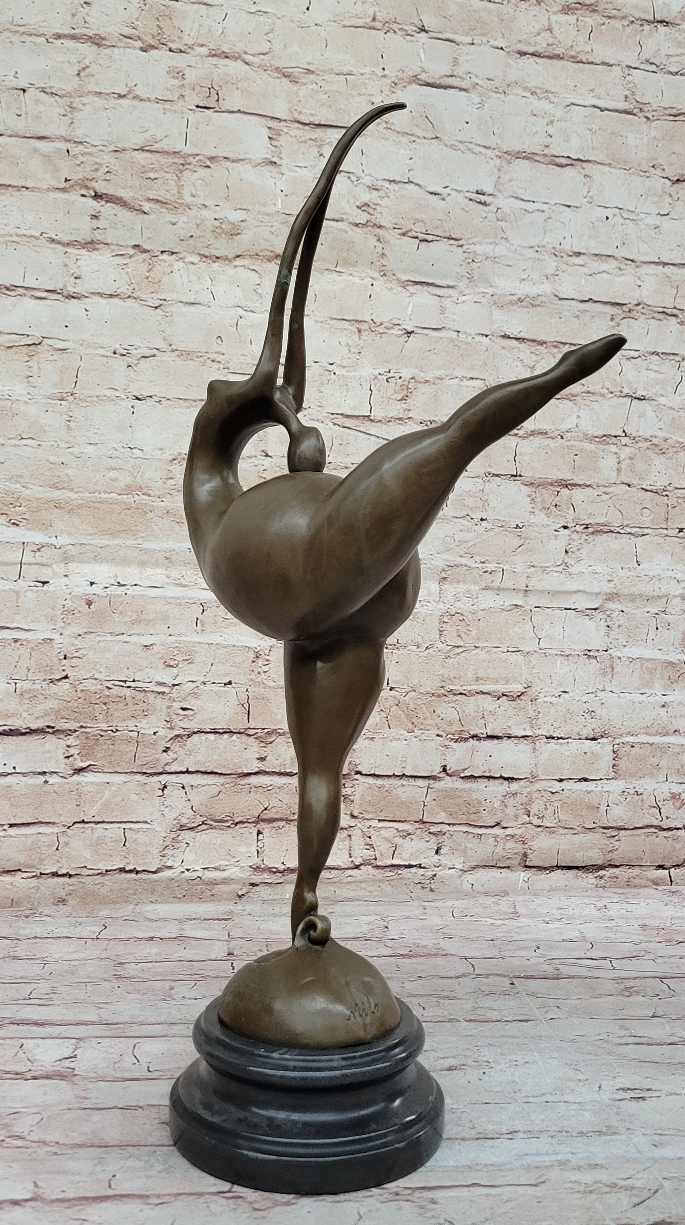 Curvy BBW Woman Fertility Dancer Bronze Sculpture 21" x 7"
