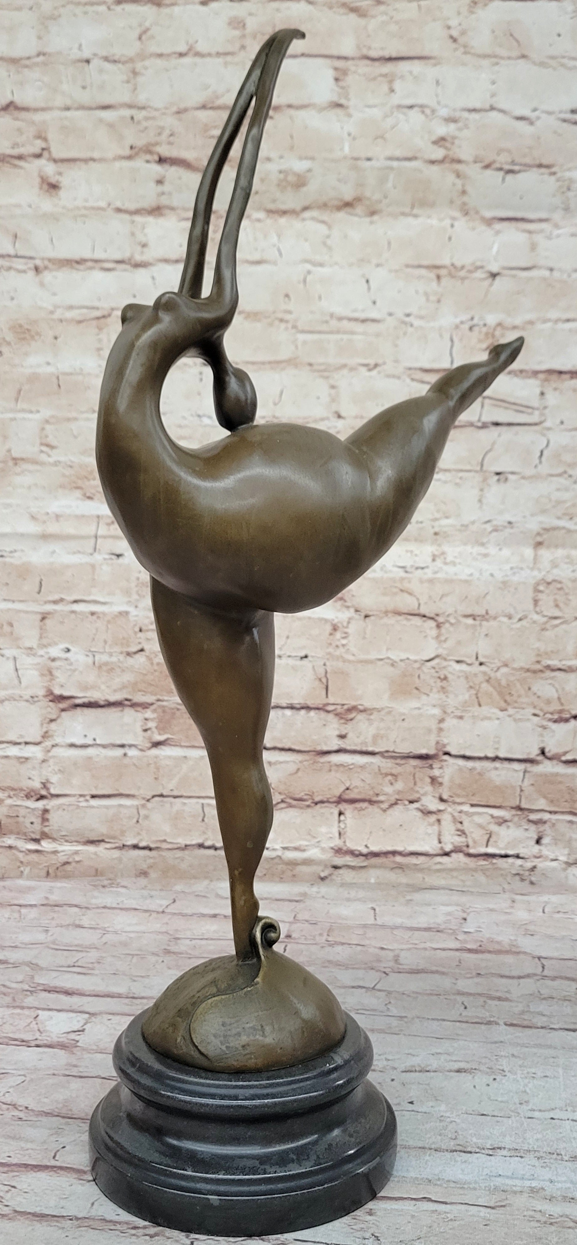 Curvy BBW Woman Fertility Dancer Bronze Sculpture 21" x 7"