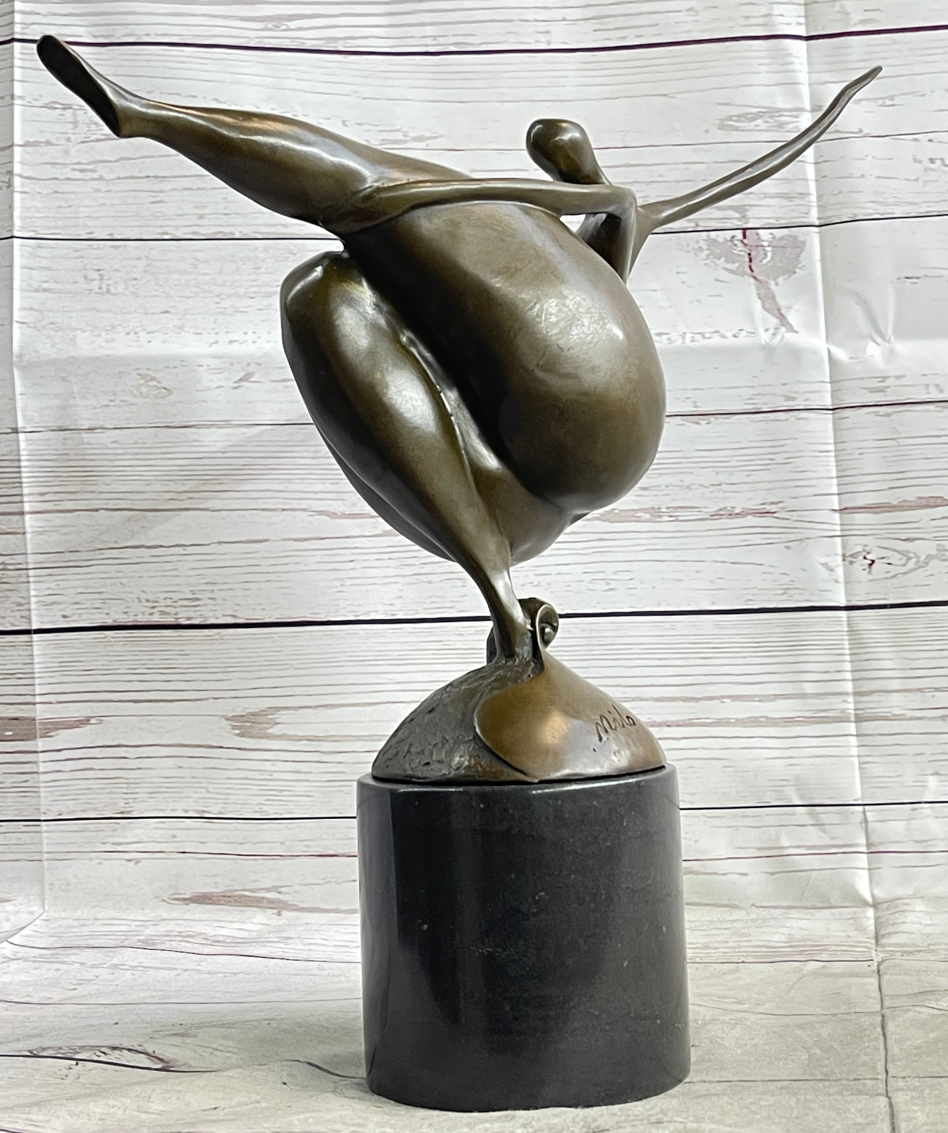 Curvy Nude Dancer Girl Fertility Sculpture Bronze Figure Art