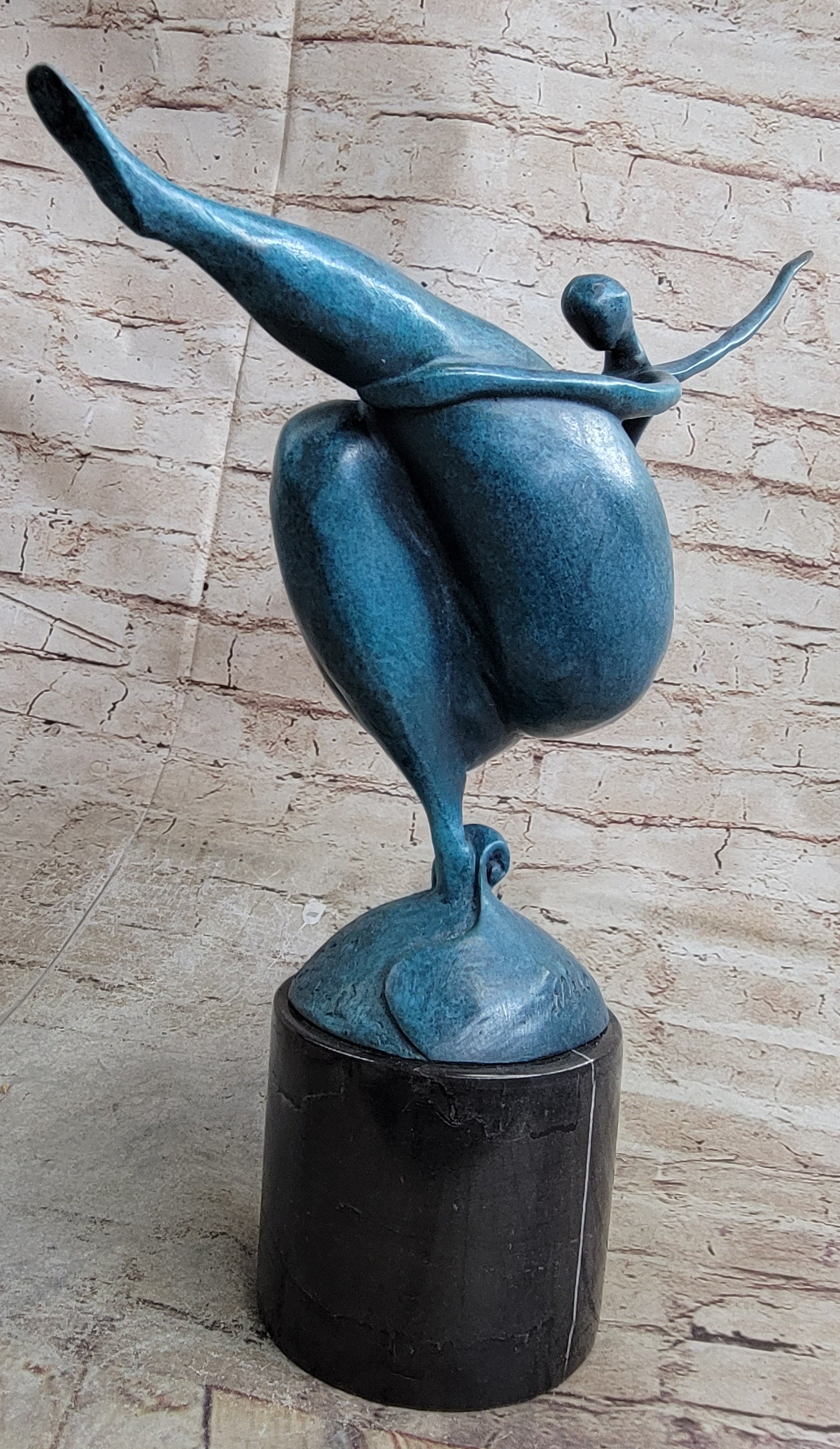 Abstract Curvy BBW Female Bronze Figure Modern Art 13.5" x 17.5"