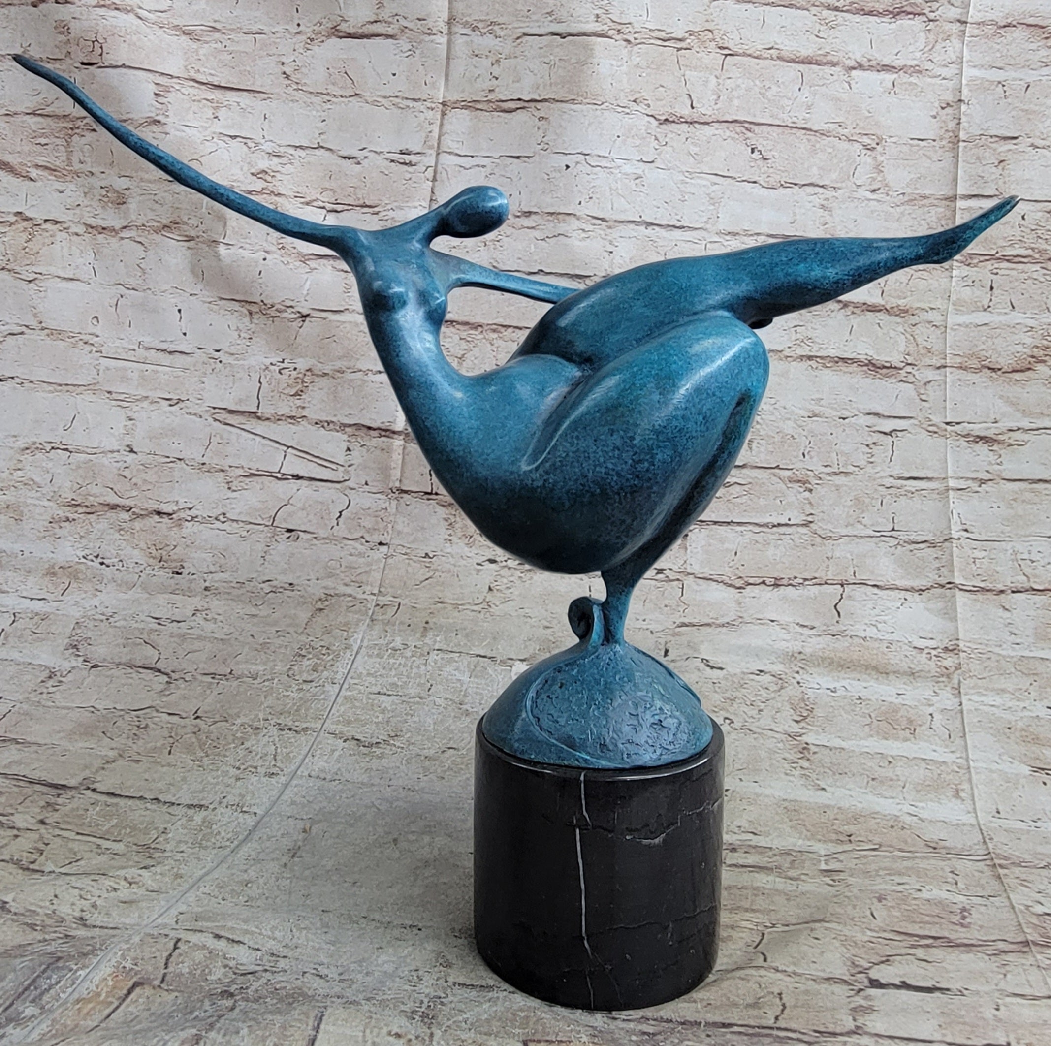 Abstract Curvy BBW Female Bronze Figure Modern Art 13.5" x 17.5"