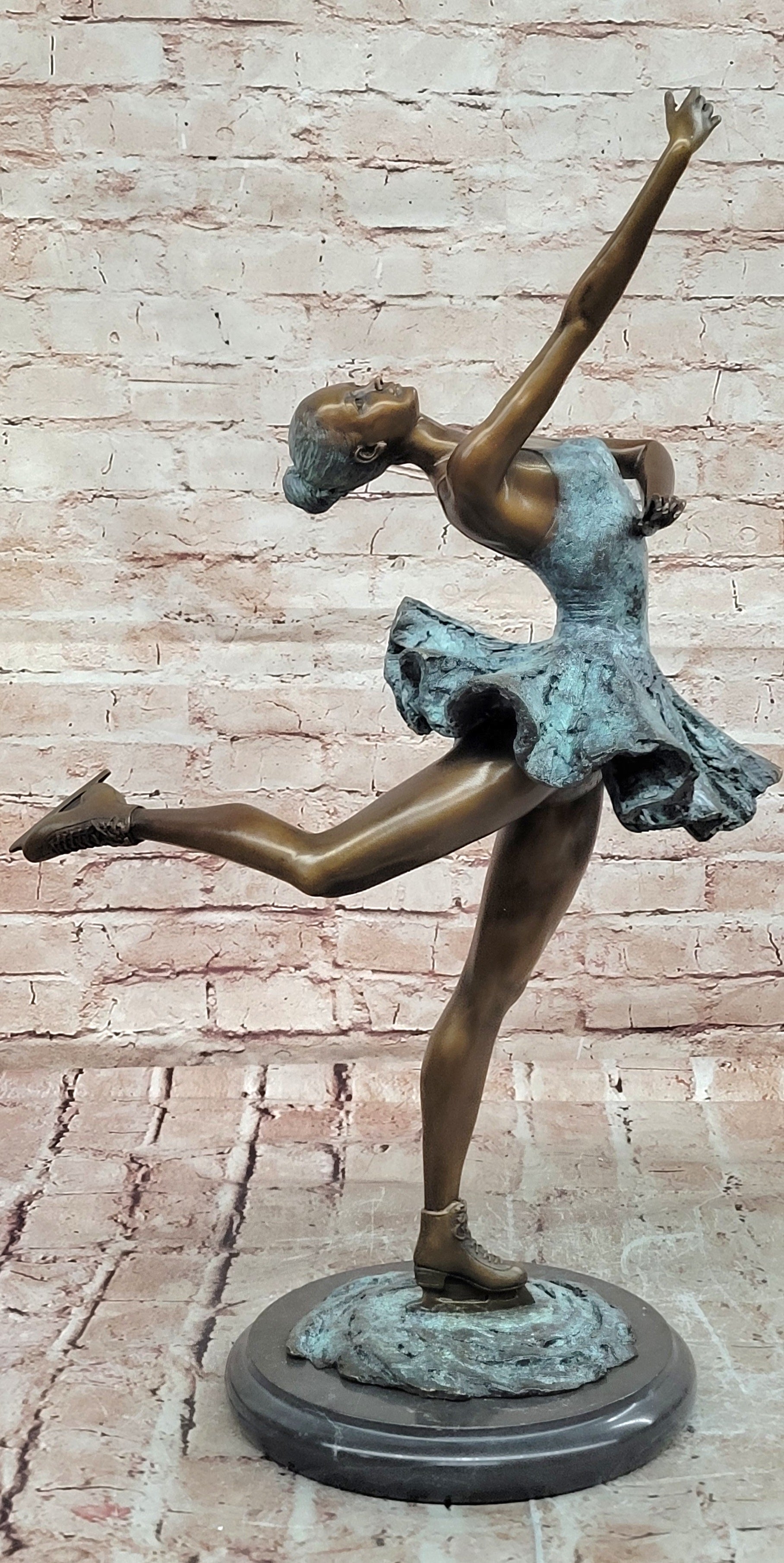 Large Female Ice skater Bronze Sculpture Special Patina Hot Cast Statue