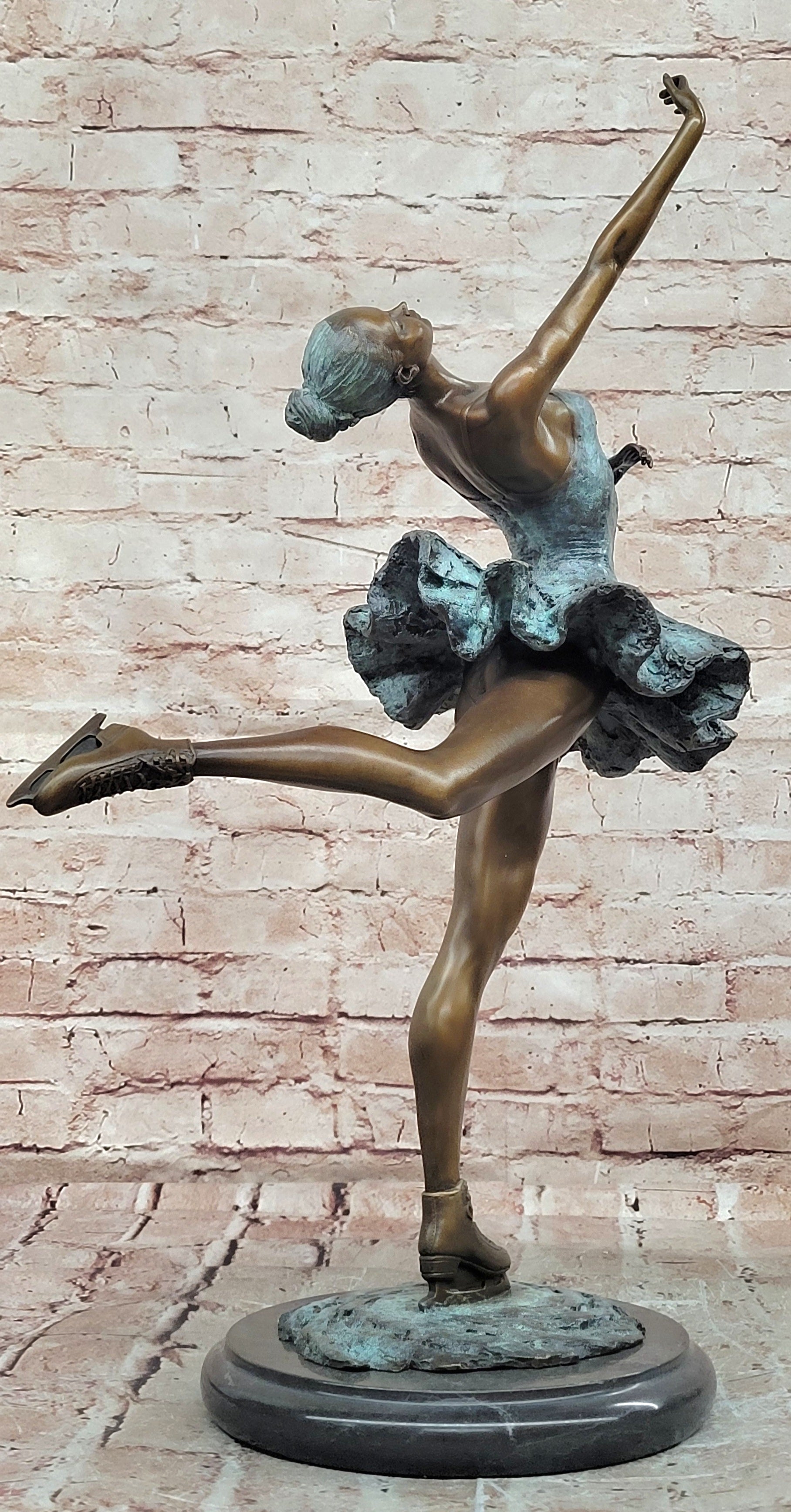 Large Female Ice skater Bronze Sculpture Special Patina Hot Cast Statue