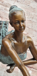 23'' Tall Bronze Ballet Dancer Statue, Graceful Ballerina Girl Sculpture