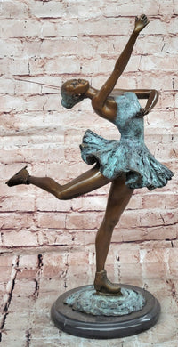 23'' Tall Bronze Ballet Dancer Statue, Graceful Ballerina Girl Sculpture