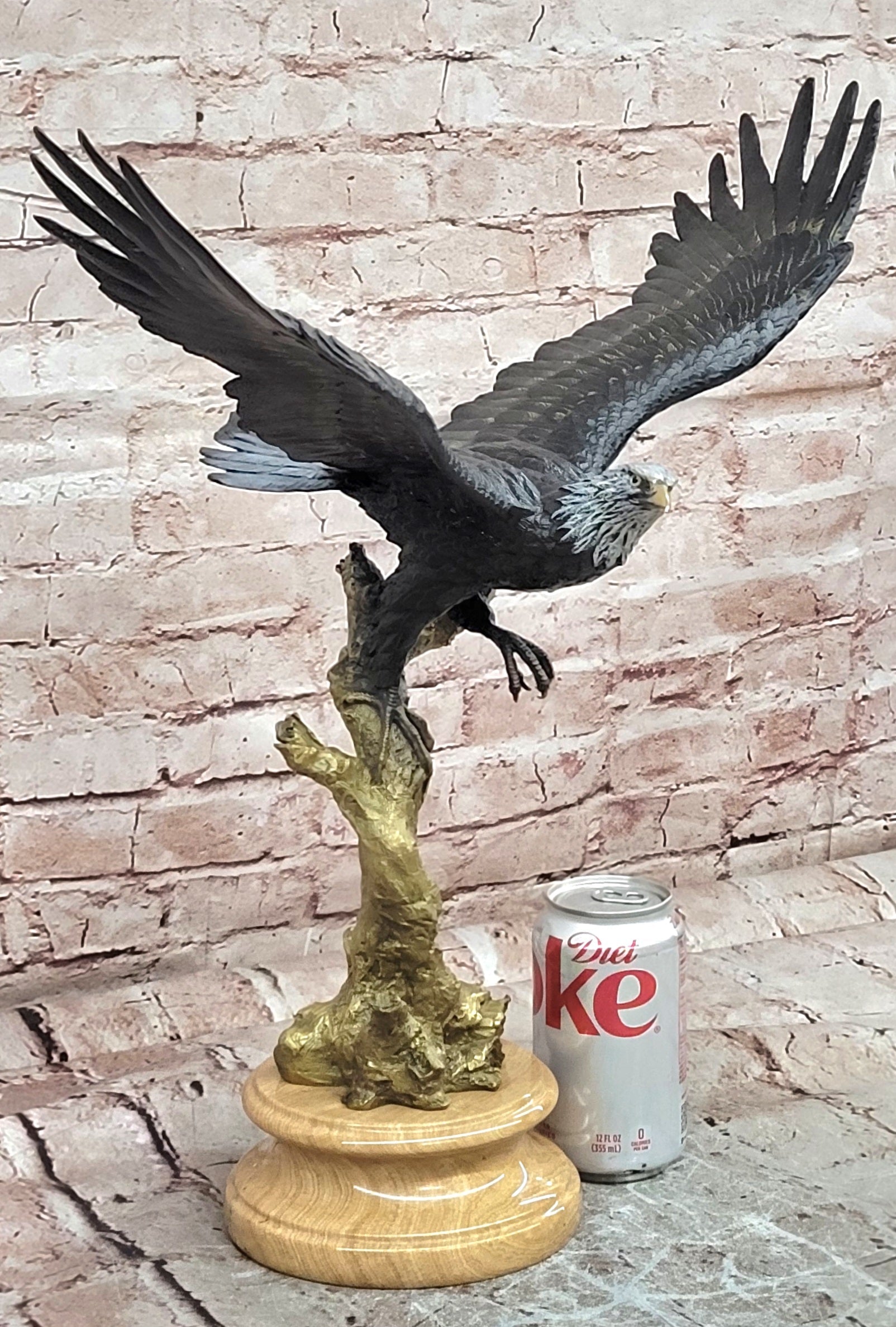 Signed Original Juno Special Patina American Bald Eagle Flying Bronze Statue