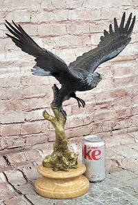 Signed Original Juno Special Patina American Bald Eagle Flying Bronze Statue