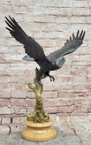 Signed Original Juno Special Patina American Bald Eagle Flying Bronze Statue