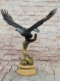 Signed Original Juno Special Patina American Bald Eagle Flying Bronze Statue