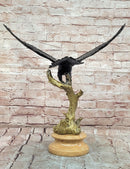 Signed Original Juno Special Patina American Bald Eagle Flying Bronze Statue