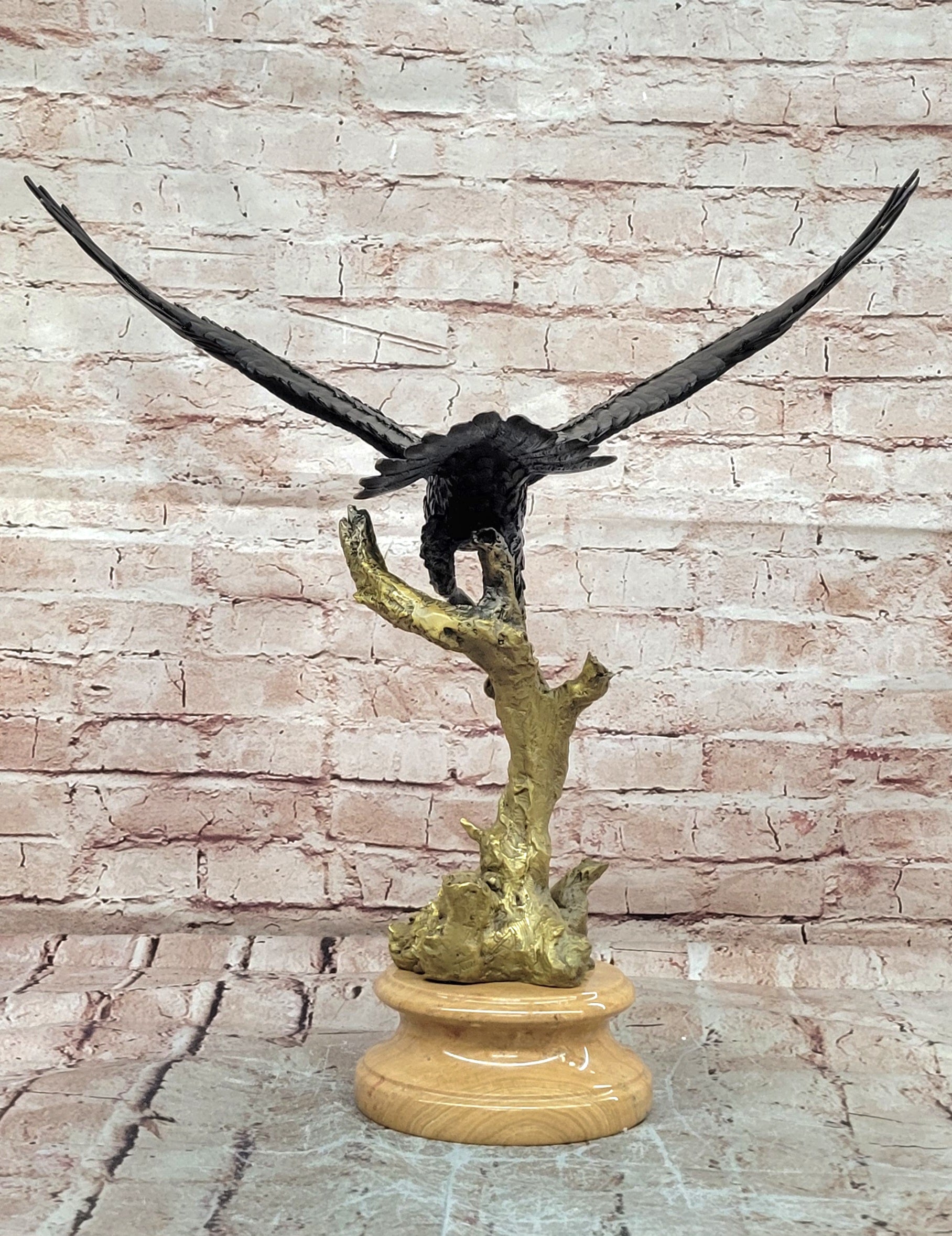 Signed Original Juno Special Patina American Bald Eagle Flying Bronze Statue