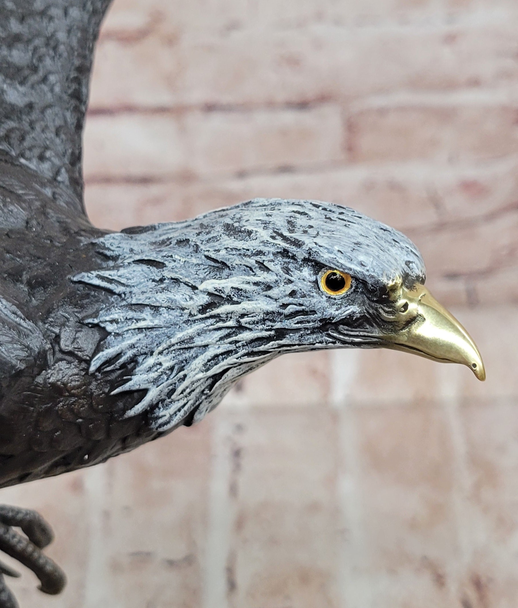 Signed Original Juno Special Patina American Bald Eagle Flying Bronze Statue