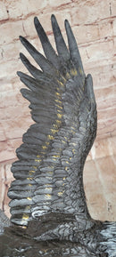 Signed Original Juno Special Patina American Bald Eagle Flying Bronze Statue