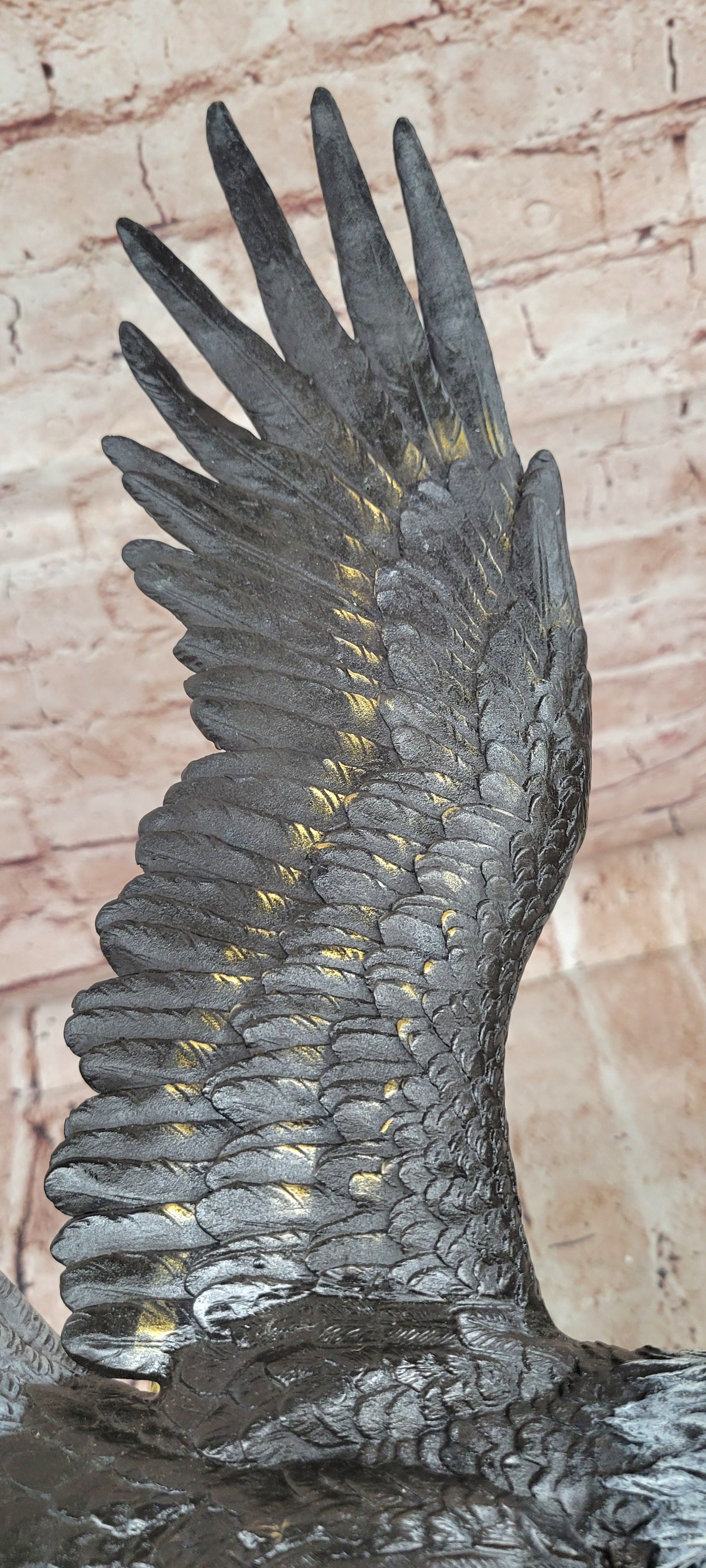 Signed Original Juno Special Patina American Bald Eagle Flying Bronze Statue