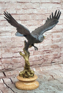 Signed Original Juno Special Patina American Bald Eagle Flying Bronze Statue