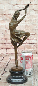 Signed Original Cesaro Ballerina in Pose on Points Bronze Sculpture Figurine