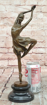 Signed Original Cesaro Ballerina in Pose on Points Bronze Sculpture Figurine