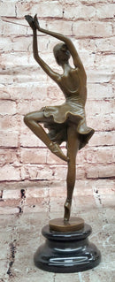 Signed Original Cesaro Ballerina in Pose on Points Bronze Sculpture Figurine