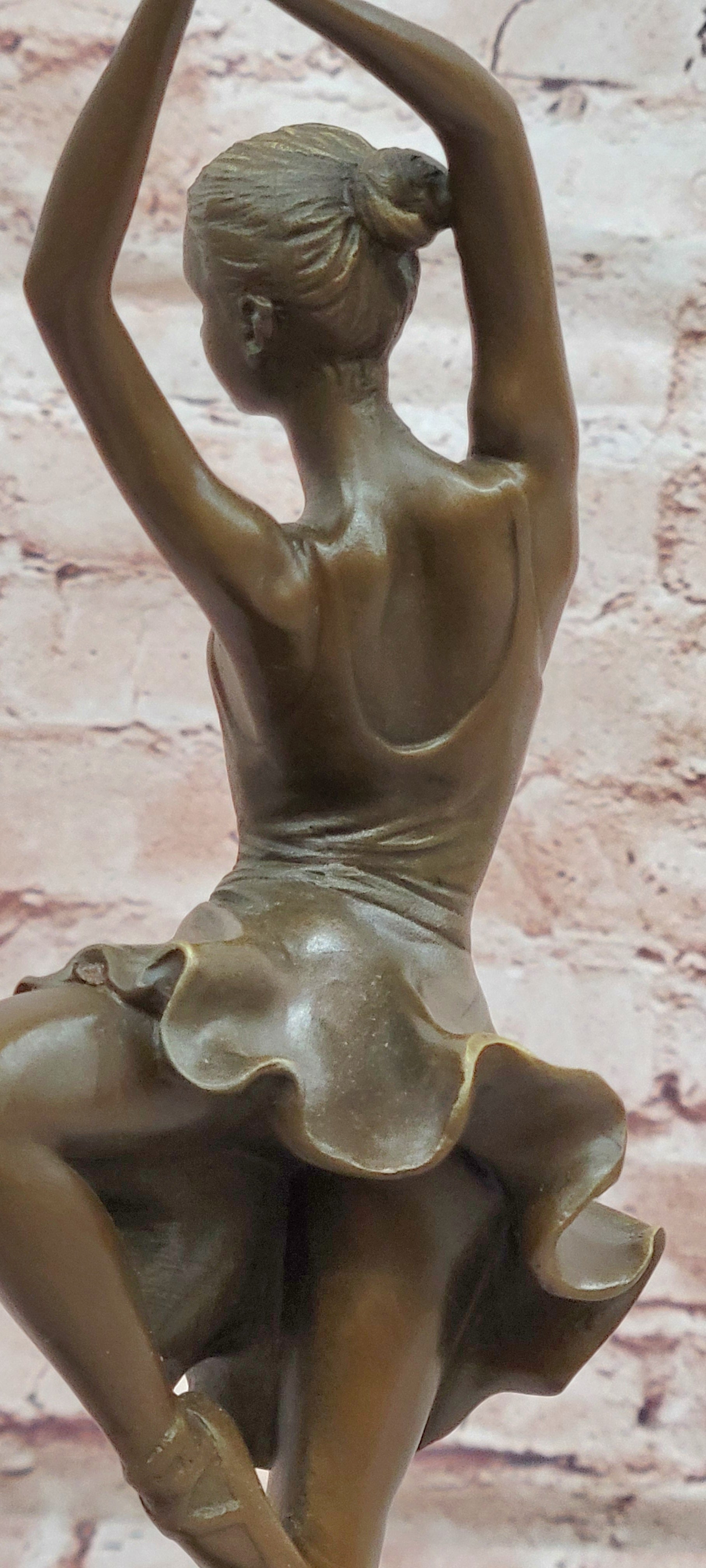 Signed Original Cesaro Ballerina in Pose on Points Bronze Sculpture Figurine