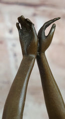 Signed Original Cesaro Ballerina in Pose on Points Bronze Sculpture Figurine