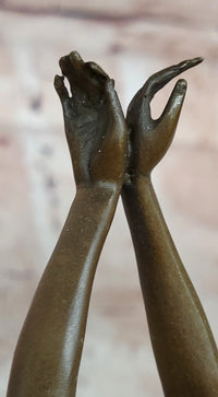 Signed Original Cesaro Ballerina in Pose on Points Bronze Sculpture Figurine