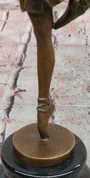 Signed Original Cesaro Ballerina in Pose on Points Bronze Sculpture Figurine