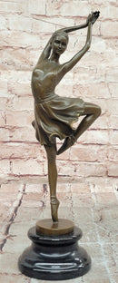 Signed Original Cesaro Ballerina in Pose on Points Bronze Sculpture Figurine