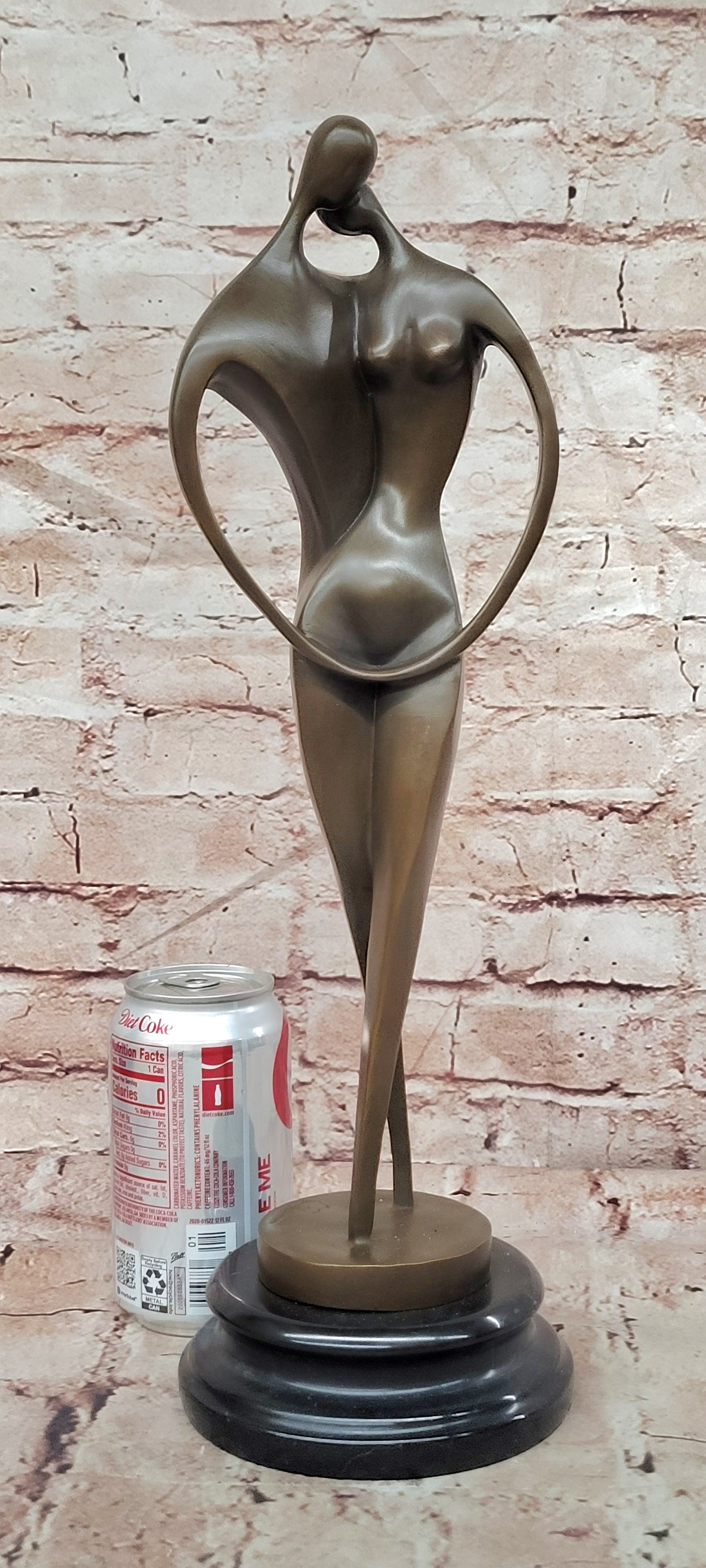 Signed Original Milo Bronze Lovers Sculpture Modernist Abstract Kissing Couple