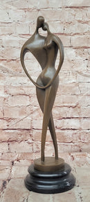 Signed Original Milo Bronze Lovers Sculpture Modernist Abstract Kissing Couple