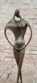 Signed Original Milo Bronze Lovers Sculpture Modernist Abstract Kissing Couple