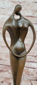 Signed Original Milo Bronze Lovers Sculpture Modernist Abstract Kissing Couple