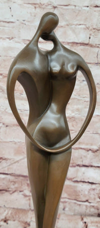 Signed Original Milo Bronze Lovers Sculpture Modernist Abstract Kissing Couple