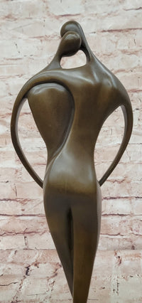 Signed Original Milo Bronze Lovers Sculpture Modernist Abstract Kissing Couple