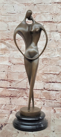 Signed Original Milo Bronze Lovers Sculpture Modernist Abstract Kissing Couple