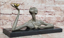 Signed Abstract Modern Art Female Woman Girl Bronze Sculpture Special Patina