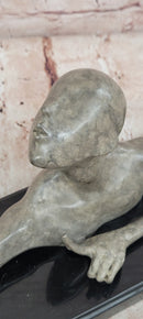 Signed Abstract Modern Art Female Woman Girl Bronze Sculpture Special Patina