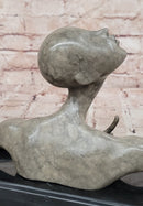 Signed Abstract Modern Art Female Woman Girl Bronze Sculpture Special Patina