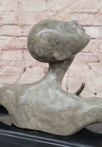 Signed Abstract Modern Art Female Woman Girl Bronze Sculpture Special Patina