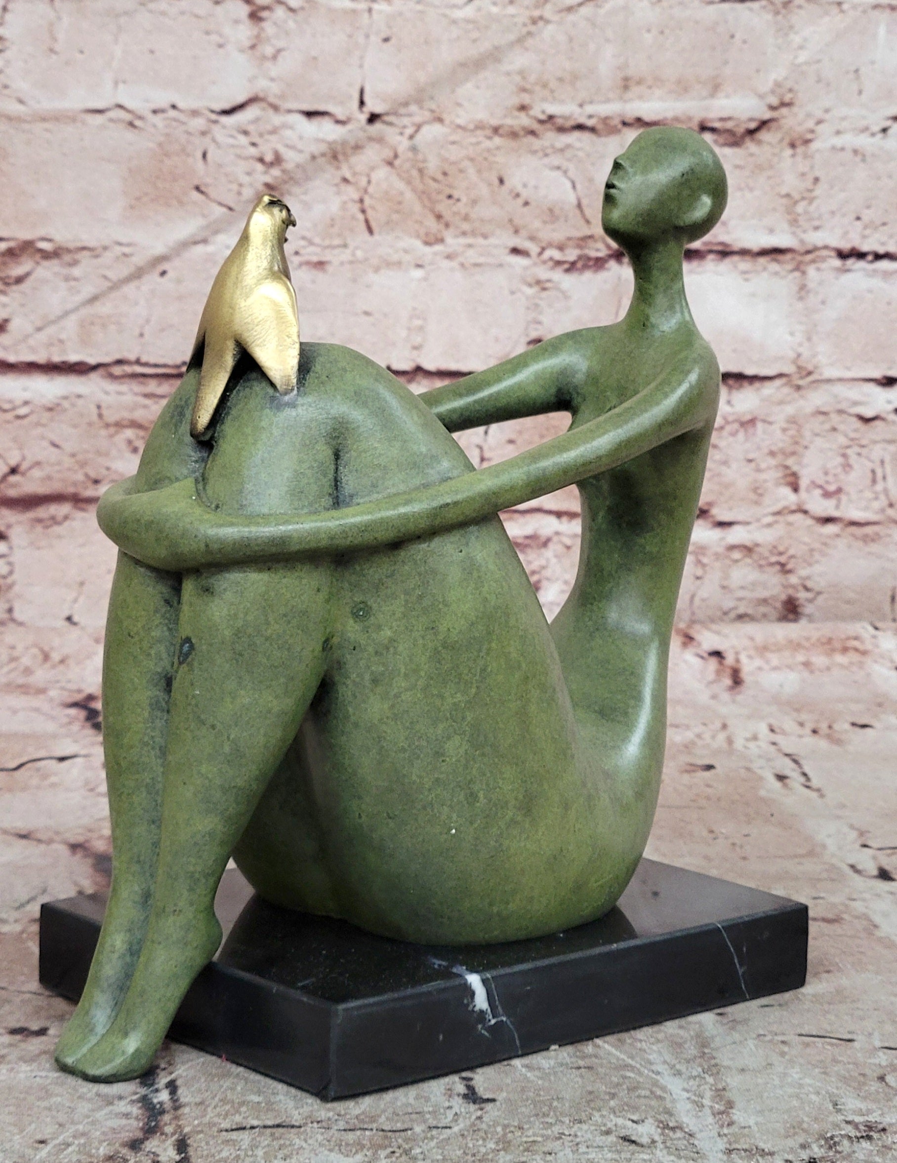 Signed Original Juno a Female with Bird Bronze Sculpture a Botero Tribute
