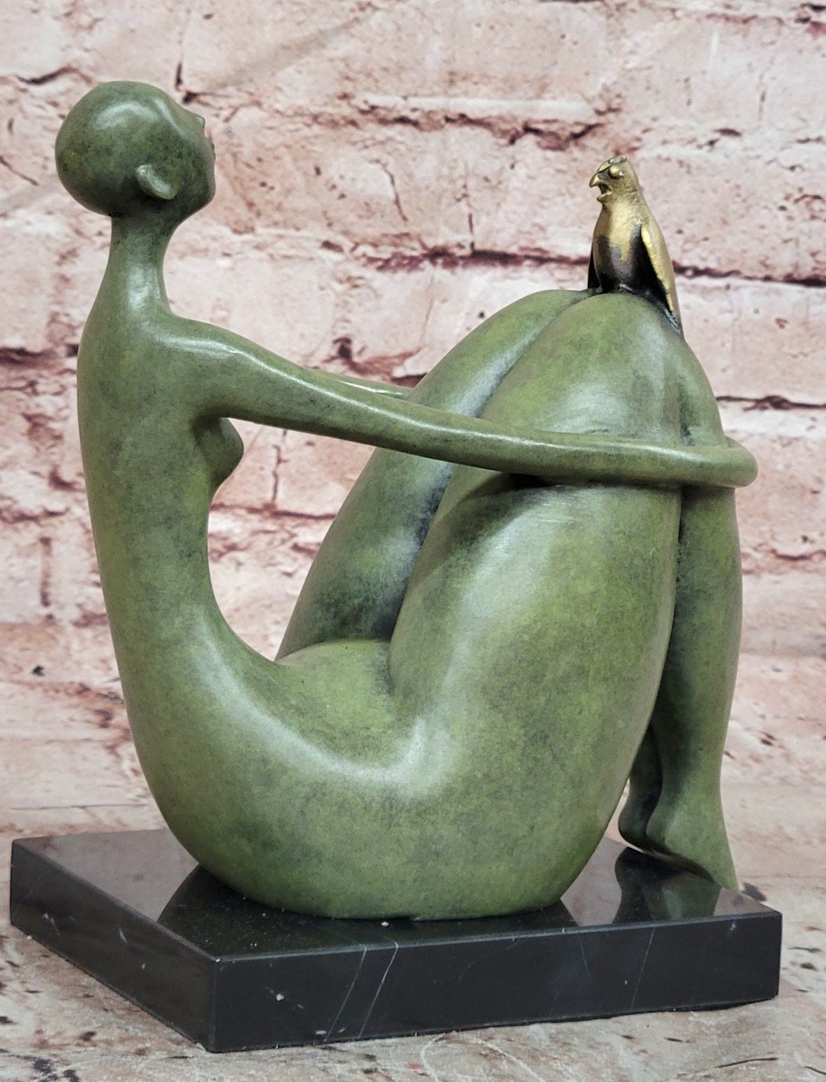 Signed Original Juno a Female with Bird Bronze Sculpture a Botero Tribute
