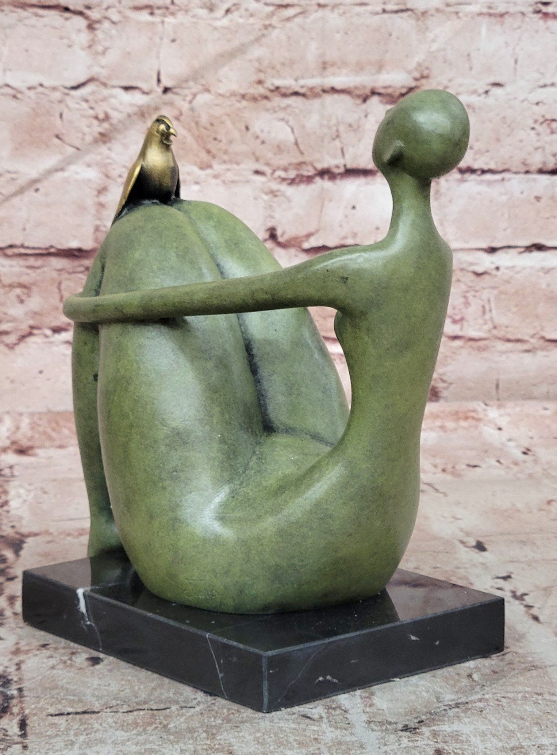 Signed Original Juno a Female with Bird Bronze Sculpture a Botero Tribute