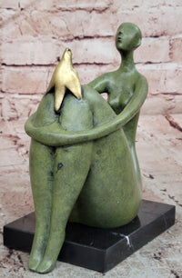 Signed Original Juno a Female with Bird Bronze Sculpture a Botero Tribute
