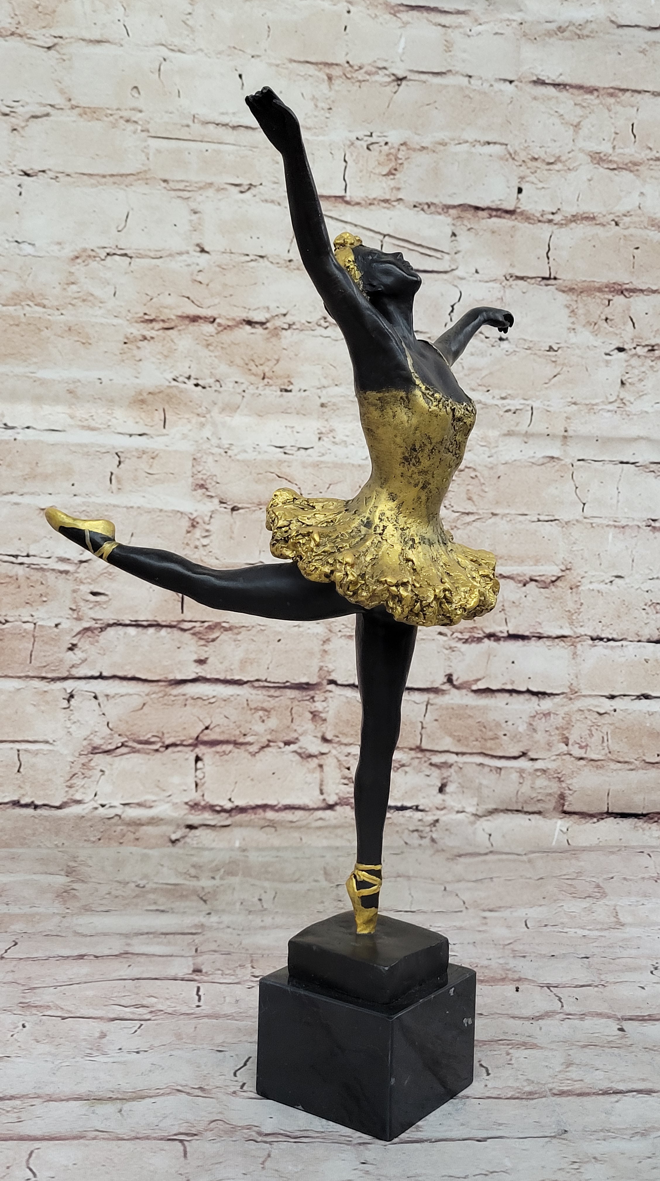 Hot Cast Bronze Ballerina Dancer in Gold Tutu by Milo