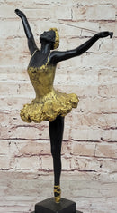 Hot Cast Bronze Ballerina Dancer in Gold Tutu by Milo