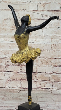 Hot Cast Bronze Ballerina Dancer in Gold Tutu by Milo